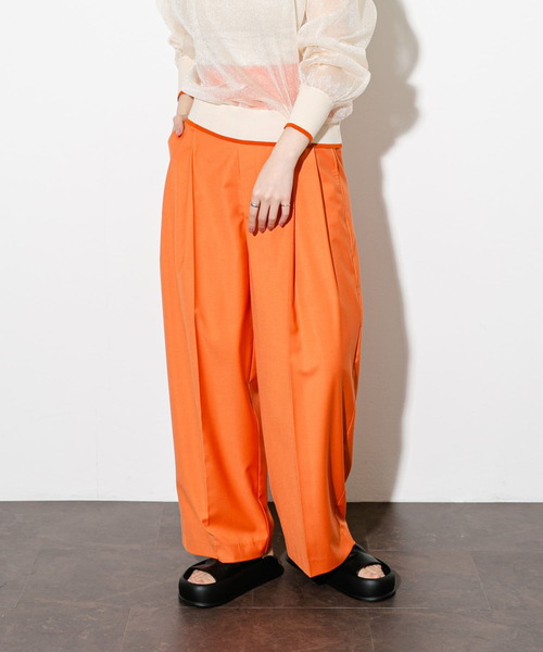KBF（ケイビーエフ）の「『2サイズ展開』レイヤードデザインスラックスパンツ（その他パンツ・レディース・オフホワイト/オレンジ/グレー・38/36）」の12枚目の写真