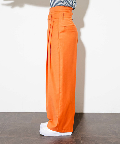 KBF（ケイビーエフ）の「『2サイズ展開』レイヤードデザインスラックスパンツ（その他パンツ・レディース・オフホワイト/オレンジ/グレー・38/36）」の15枚目の写真