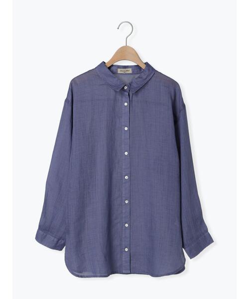 Samansa Mos2（サマンサ モスモス）の「リネンシアーシャツ（シャツ/ブラウス・レディース・ブラウン/ピンク/ブルー/チャコールグレー/オフホワイト・F）」の4枚目の写真