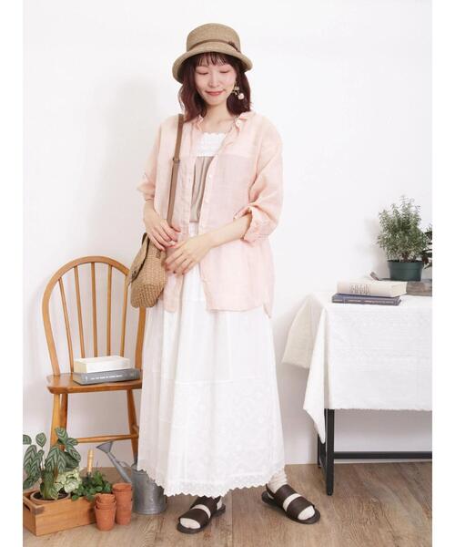 Samansa Mos2（サマンサ モスモス）の「リネンシアーシャツ（シャツ/ブラウス・レディース・ブラウン/ピンク/ブルー/チャコールグレー/オフホワイト・F）」の22枚目の写真