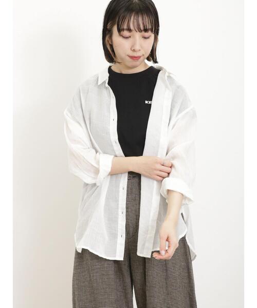 Samansa Mos2（サマンサ モスモス）の「リネンシアーシャツ（シャツ/ブラウス・レディース・ブラウン/ピンク/ブルー/チャコールグレー/オフホワイト・F）」の20枚目の写真