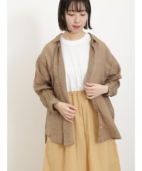 Samansa Mos2（サマンサ モスモス）の「リネンシアーシャツ（シャツ/ブラウス・レディース・ブラウン/ピンク/ブルー/チャコールグレー/オフホワイト・F）」の16枚目の写真
