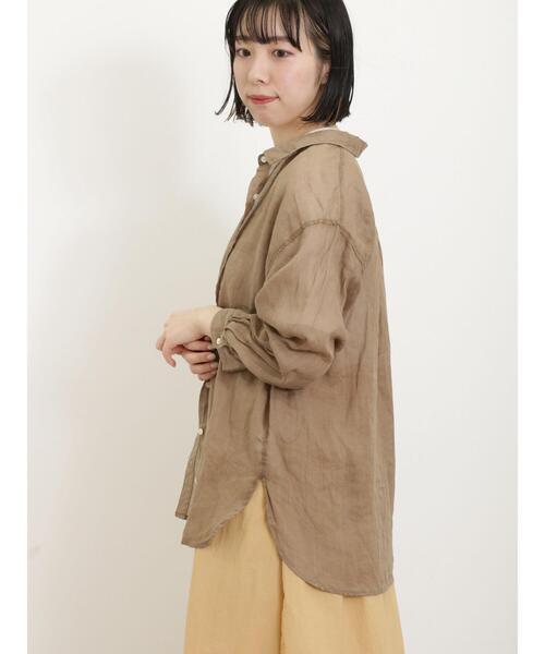 Samansa Mos2（サマンサ モスモス）の「リネンシアーシャツ（シャツ/ブラウス・レディース・ブラウン/ピンク/ブルー/チャコールグレー/オフホワイト・F）」の15枚目の写真
