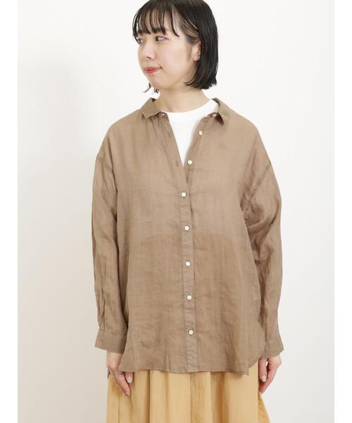 Samansa Mos2（サマンサ モスモス）の「リネンシアーシャツ（シャツ/ブラウス・レディース・ブラウン/ピンク/ブルー/チャコールグレー/オフホワイト・F）」の12枚目の写真