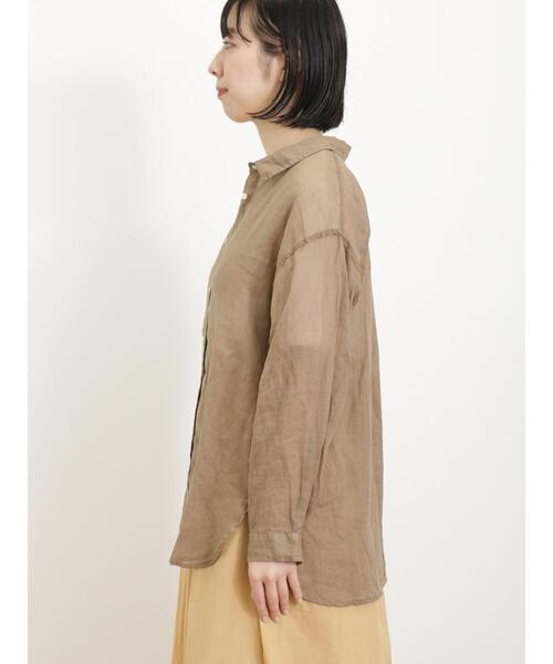 Samansa Mos2（サマンサ モスモス）の「リネンシアーシャツ（シャツ/ブラウス・レディース・ブラウン/ピンク/ブルー/チャコールグレー/オフホワイト・F）」の11枚目の写真