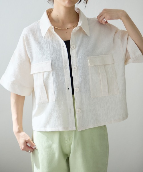 TRIANGLE PALETTE（トライアングルパレット）の「シャツブラウス /セットアップ対応（シャツ/ブラウス・レディース・カーキ/ブラック/アイボリー・FREE）」の15枚目の写真