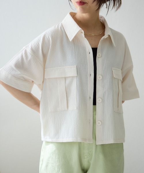 TRIANGLE PALETTE（トライアングルパレット）の「シャツブラウス /セットアップ対応（シャツ/ブラウス・レディース・カーキ/ブラック/アイボリー・FREE）」の14枚目の写真