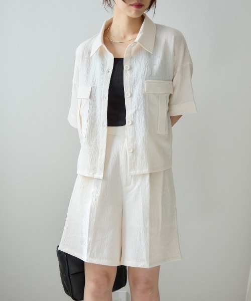 TRIANGLE PALETTE（トライアングルパレット）の「シャツブラウス /セットアップ対応（シャツ/ブラウス・レディース・カーキ/ブラック/アイボリー・FREE）」の9枚目の写真