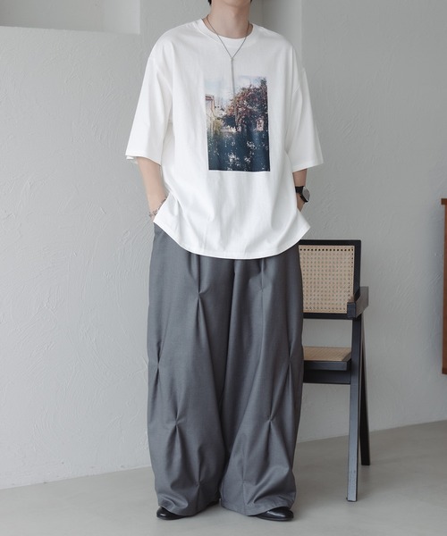 epnok(エプノック)の「メニータックワイドパンツ(スラックス・メンズ・ベージュ/グレー・SMALL/MEDIUM/LARGE)」の7枚目の写真