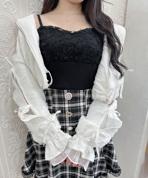 couture BY ROJITA(クチュールバイロジータ)の「レースブロッキングキャミ(キャミソール・レディース・アイボリー/ブラック/ピンク・FREE)」の6枚目の写真