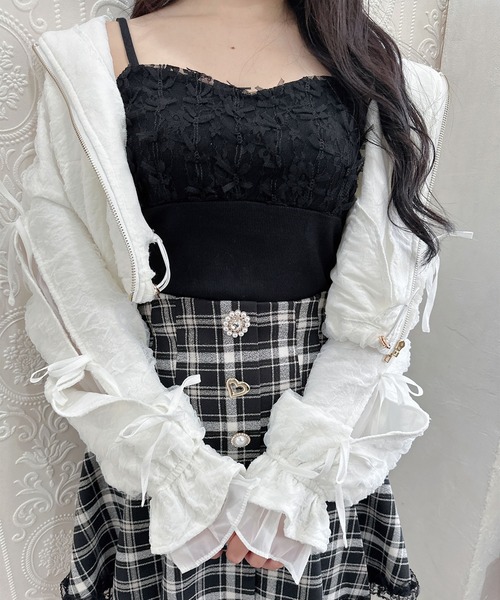 couture BY ROJITA(クチュールバイロジータ)の「レースブロッキングキャミ(キャミソール・レディース・アイボリー/ブラック/ピンク・FREE)」の7枚目の写真
