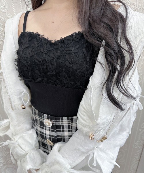 couture BY ROJITA(クチュールバイロジータ)の「レースブロッキングキャミ(キャミソール・レディース・アイボリー/ブラック/ピンク・FREE)」の8枚目の写真