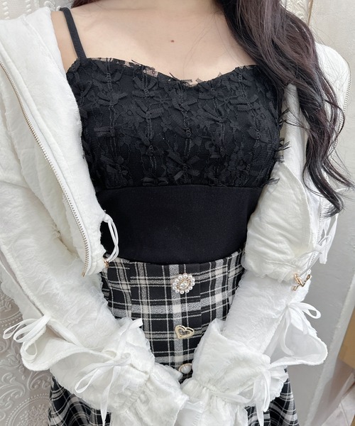 couture BY ROJITA(クチュールバイロジータ)の「レースブロッキングキャミ(キャミソール・レディース・アイボリー/ブラック/ピンク・FREE)」の12枚目の写真