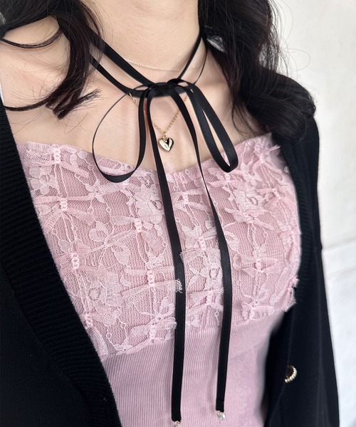 couture BY ROJITA(クチュールバイロジータ)の「レースブロッキングキャミ(キャミソール・レディース・アイボリー/ブラック/ピンク・FREE)」の13枚目の写真