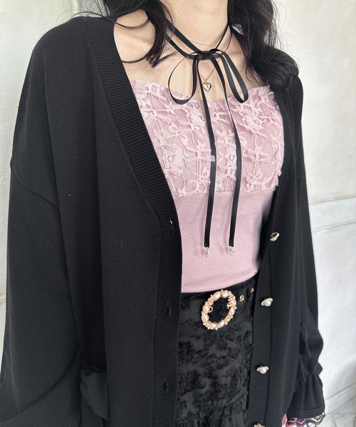 couture BY ROJITA(クチュールバイロジータ)の「レースブロッキングキャミ(キャミソール・レディース・アイボリー/ブラック/ピンク・FREE)」の14枚目の写真