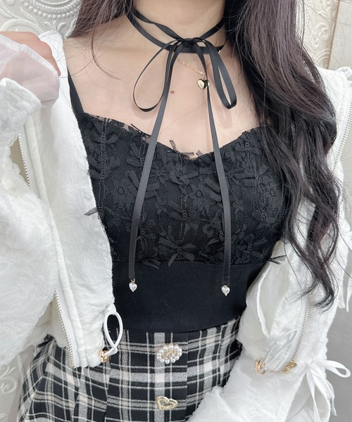 couture BY ROJITA(クチュールバイロジータ)の「レースブロッキングキャミ(キャミソール・レディース・アイボリー/ブラック/ピンク・FREE)」の9枚目の写真