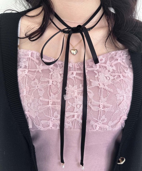 couture BY ROJITA(クチュールバイロジータ)の「レースブロッキングキャミ(キャミソール・レディース・アイボリー/ブラック/ピンク・FREE)」の22枚目の写真
