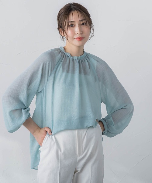 LAUTREAMONT(ロートレアモン)の「【WEB限定】【11号あり】シアーサッカーブラウス≪洗濯機で洗える≫(シャツ/ブラウス・レディース・ホワイト/グリーン/ブラック・11号/9号)」の17枚目の写真