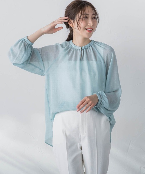 LAUTREAMONT(ロートレアモン)の「【WEB限定】【11号あり】シアーサッカーブラウス≪洗濯機で洗える≫(シャツ/ブラウス・レディース・ホワイト/グリーン/ブラック・11号/9号)」の18枚目の写真