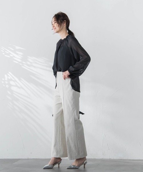 LAUTREAMONT(ロートレアモン)の「【WEB限定】【11号あり】シアーサッカーブラウス≪洗濯機で洗える≫(シャツ/ブラウス・レディース・ホワイト/グリーン/ブラック・11号/9号)」の13枚目の写真