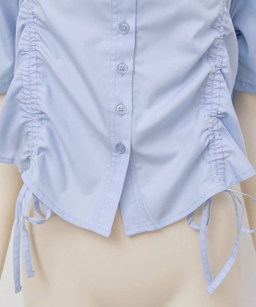 Rejoule（リジュール）の「クロップドシャーリング半袖シャツ（シャツ/ブラウス・レディース・ブラック/ホワイト/ブルー・FREE）」の17枚目の写真