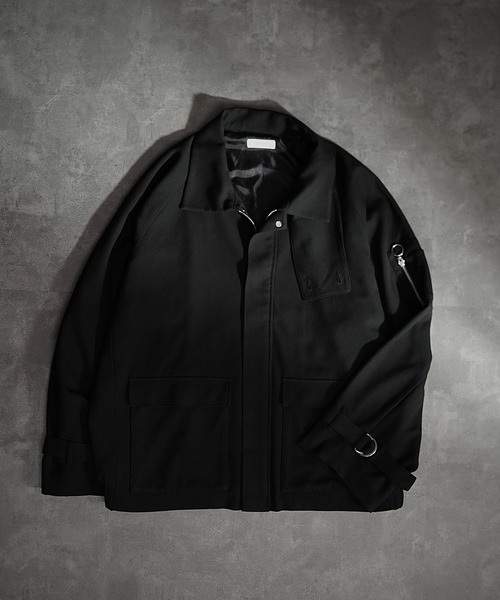 PLAN To（プラントゥ）の「Oversized Flight Blouson - オーバーサイズフライトブルゾン (合成皮革 / TR素材)（ブルゾン・メンズ・ブラック/ブラック系その他/チャコールグレー・SMALL/MEDIUM/LARGE）」の8枚目の写真