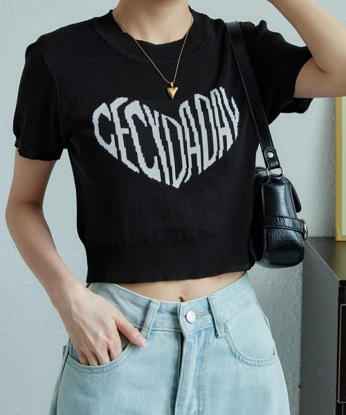 MAISON DE THERESE(メゾン ド テレーズ)の「ハートロゴクルーネック半袖Tシャツ(ニット/セーター・レディース・ブラック/ホワイト・FREE)」の12枚目の写真