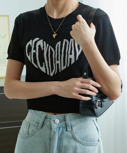 MAISON DE THERESE(メゾン ド テレーズ)の「ハートロゴクルーネック半袖Tシャツ(ニット/セーター・レディース・ブラック/ホワイト・FREE)」の13枚目の写真