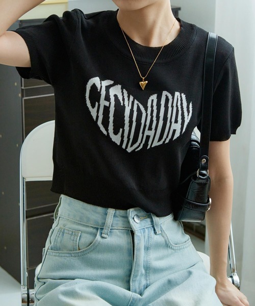 MAISON DE THERESE(メゾン ド テレーズ)の「ハートロゴクルーネック半袖Tシャツ(ニット/セーター・レディース・ブラック/ホワイト・FREE)」の9枚目の写真