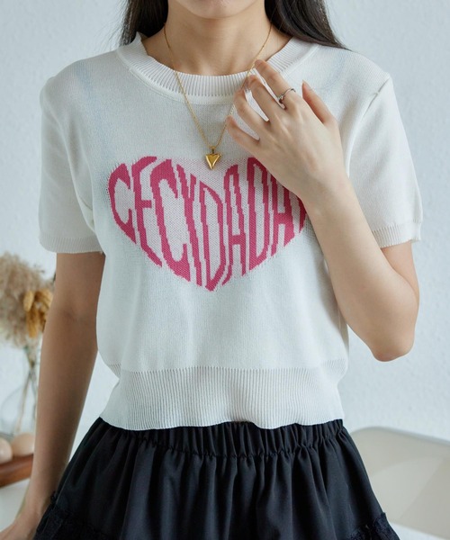MAISON DE THERESE(メゾン ド テレーズ)の「ハートロゴクルーネック半袖Tシャツ(ニット/セーター・レディース・ブラック/ホワイト・FREE)」の15枚目の写真