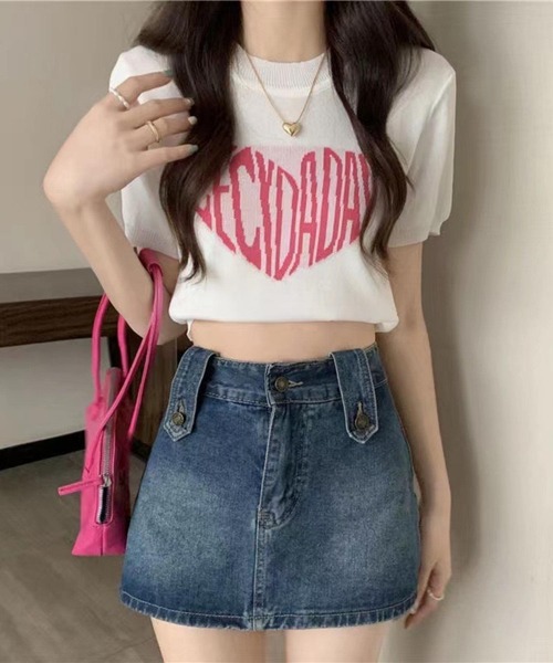 MAISON DE THERESE(メゾン ド テレーズ)の「ハートロゴクルーネック半袖Tシャツ(ニット/セーター・レディース・ブラック/ホワイト・FREE)」の7枚目の写真