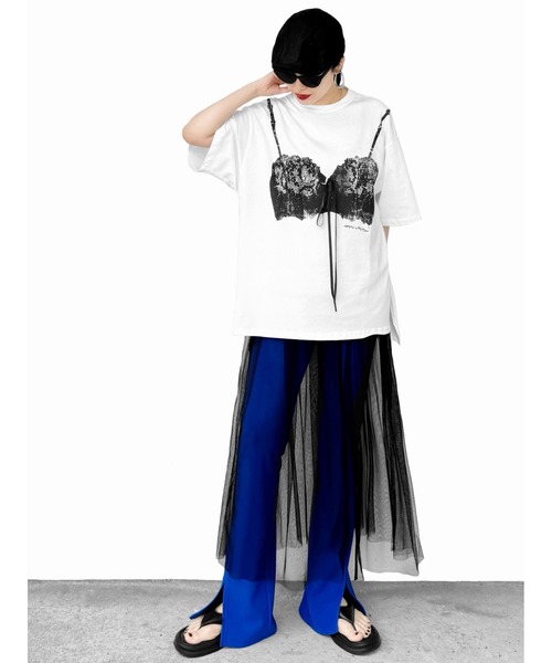 ラブユ Lingerie print over t-shirt LVEU.（ラブユ.）の「【LVEU.】ランジェリープリントオーバーT