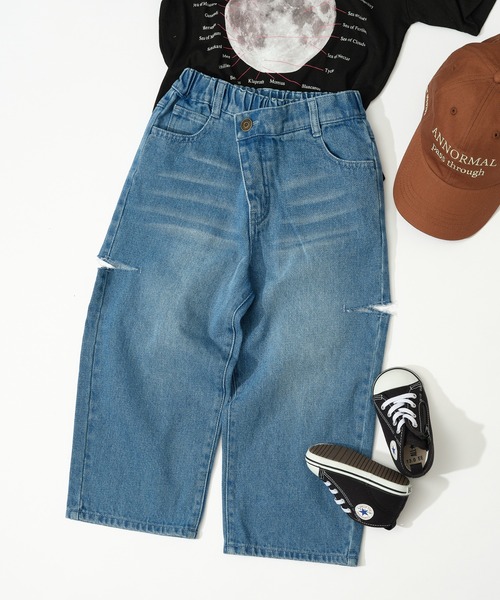 CIAOPANIC TYPY（チャオパニックティピー）の「【KIDS】【Liam】カットアウトワイドデニム（デニムパンツ・キッズ・サックスブルー/ネイビー/ブラック・XX-LARGE/X-LARGE/LARGE/MEDIUM/SMALL）」の4枚目の写真
