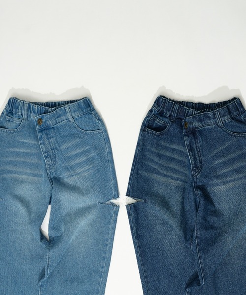 CIAOPANIC TYPY（チャオパニックティピー）の「【KIDS】【Liam】カットアウトワイドデニム（デニムパンツ・キッズ・サックスブルー/ネイビー/ブラック・XX-LARGE/X-LARGE/LARGE/MEDIUM/SMALL）」の5枚目の写真