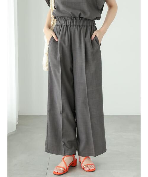 Te chichi TERRASSE（テチチテラス）の「【セットアップ可】麻調ワイドパンツ（その他パンツ・レディース・ベージュ/ブラック/チャコールグレー・F）」の4枚目の写真