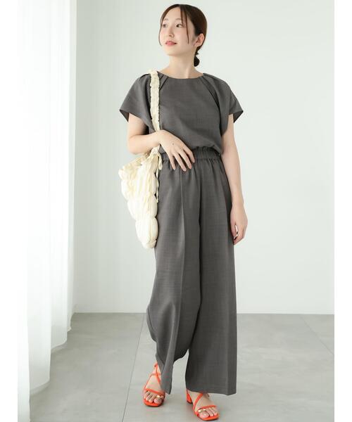 Te chichi TERRASSE（テチチテラス）の「【セットアップ可】麻調ワイドパンツ（その他パンツ・レディース・ベージュ/ブラック/チャコールグレー・F）」の6枚目の写真