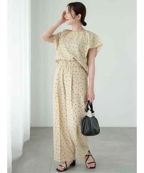 Te chichi TERRASSE（テチチテラス）の「【セットアップ可】麻調ワイドパンツ（その他パンツ・レディース・ベージュ/ブラック/チャコールグレー・F）」の9枚目の写真