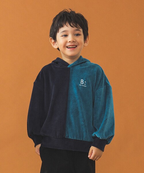 B:MING by BEAMS（ビーミングバイビームス）の「配色 ベロア フーディー 2024FW（100～140cm）（パーカー・キッズ・ネイビー/レッド・130/140/100/110/120）」の5枚目の写真