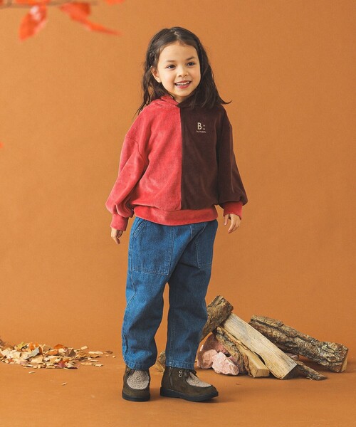 B:MING by BEAMS（ビーミングバイビームス）の「配色 ベロア フーディー 2024FW（100～140cm）（パーカー・キッズ・ネイビー/レッド・130/140/100/110/120）」の6枚目の写真