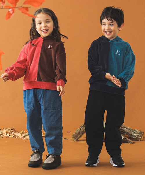 B:MING by BEAMS（ビーミングバイビームス）の「配色 ベロア フーディー 2024FW（100～140cm）（パーカー・キッズ・ネイビー/レッド・130/140/100/110/120）」の9枚目の写真