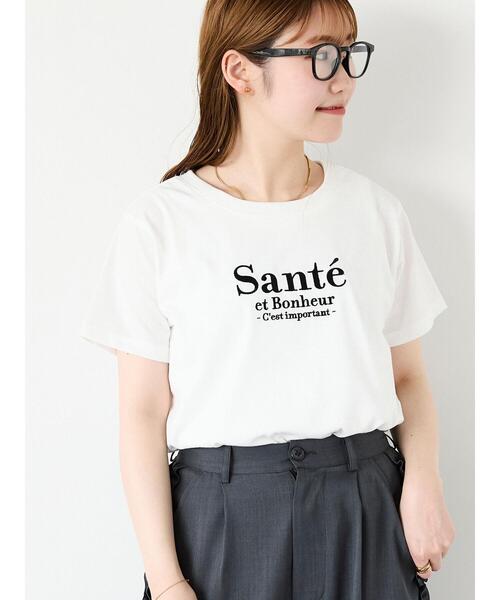 ehka sopo（エヘカソポ）の「刺繍ロゴTシャツ（Tシャツ/カットソー・レディース・オフホワイト/ピンク/ブラック/サックスブルー・F）」の5枚目の写真