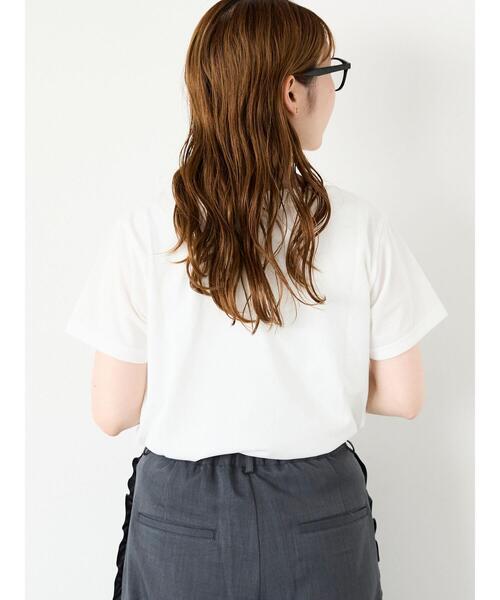 ehka sopo（エヘカソポ）の「刺繍ロゴTシャツ（Tシャツ/カットソー・レディース・オフホワイト/ピンク/ブラック/サックスブルー・F）」の8枚目の写真