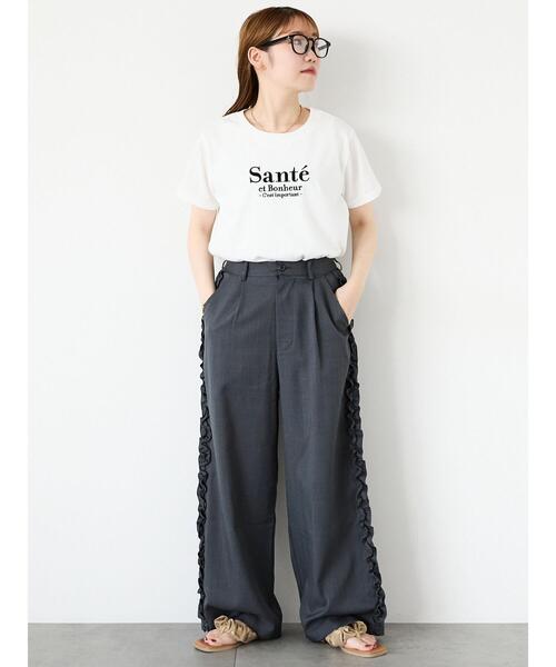 ehka sopo（エヘカソポ）の「刺繍ロゴTシャツ（Tシャツ/カットソー・レディース・オフホワイト/ピンク/ブラック/サックスブルー・F）」の10枚目の写真