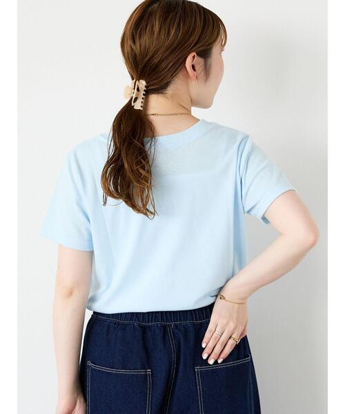 ehka sopo（エヘカソポ）の「刺繍ロゴTシャツ（Tシャツ/カットソー・レディース・オフホワイト/ピンク/ブラック/サックスブルー・F）」の16枚目の写真