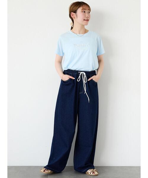 ehka sopo（エヘカソポ）の「刺繍ロゴTシャツ（Tシャツ/カットソー・レディース・オフホワイト/ピンク/ブラック/サックスブルー・F）」の17枚目の写真