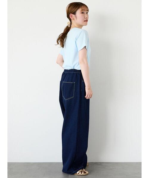 ehka sopo（エヘカソポ）の「刺繍ロゴTシャツ（Tシャツ/カットソー・レディース・オフホワイト/ピンク/ブラック/サックスブルー・F）」の19枚目の写真