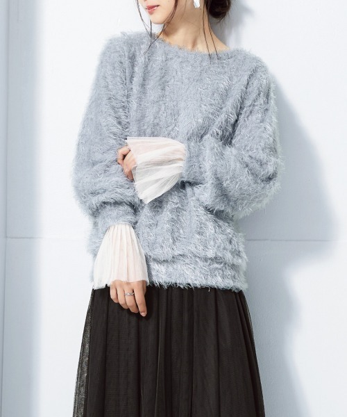 nissen（ニッセン）の「袖プリーツ重ね着用トップス（Tシャツ/カットソー・レディース・オフホワイト/ブラック・LL/L/M/S）」の3枚目の写真