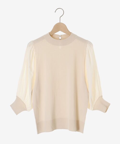 le.coeur blanc（ルクールブラン）の「スリーブドッキングニットプルオーバー（ニット/セーター・レディース・ブラック/オリーブ/アイボリー・38）」の4枚目の写真