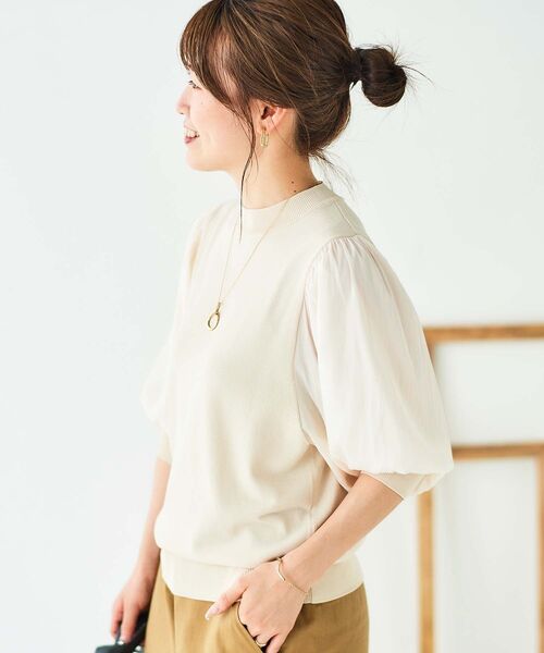 le.coeur blanc（ルクールブラン）の「スリーブドッキングニットプルオーバー（ニット/セーター・レディース・ブラック/オリーブ/アイボリー・38）」の14枚目の写真