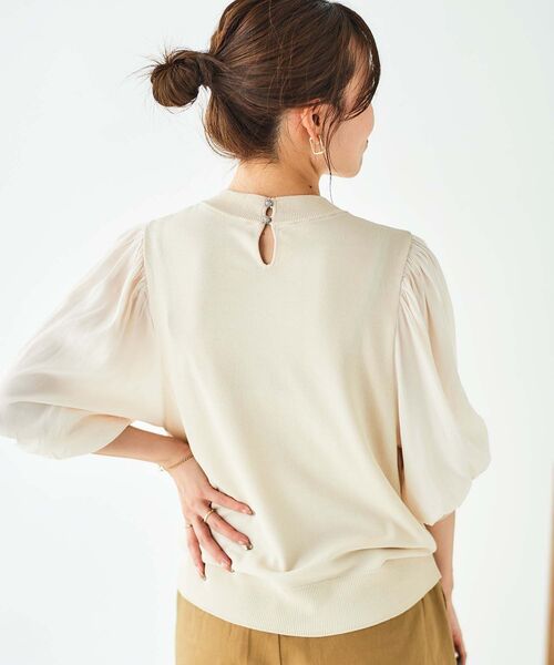 le.coeur blanc（ルクールブラン）の「スリーブドッキングニットプルオーバー（ニット/セーター・レディース・ブラック/オリーブ/アイボリー・38）」の15枚目の写真